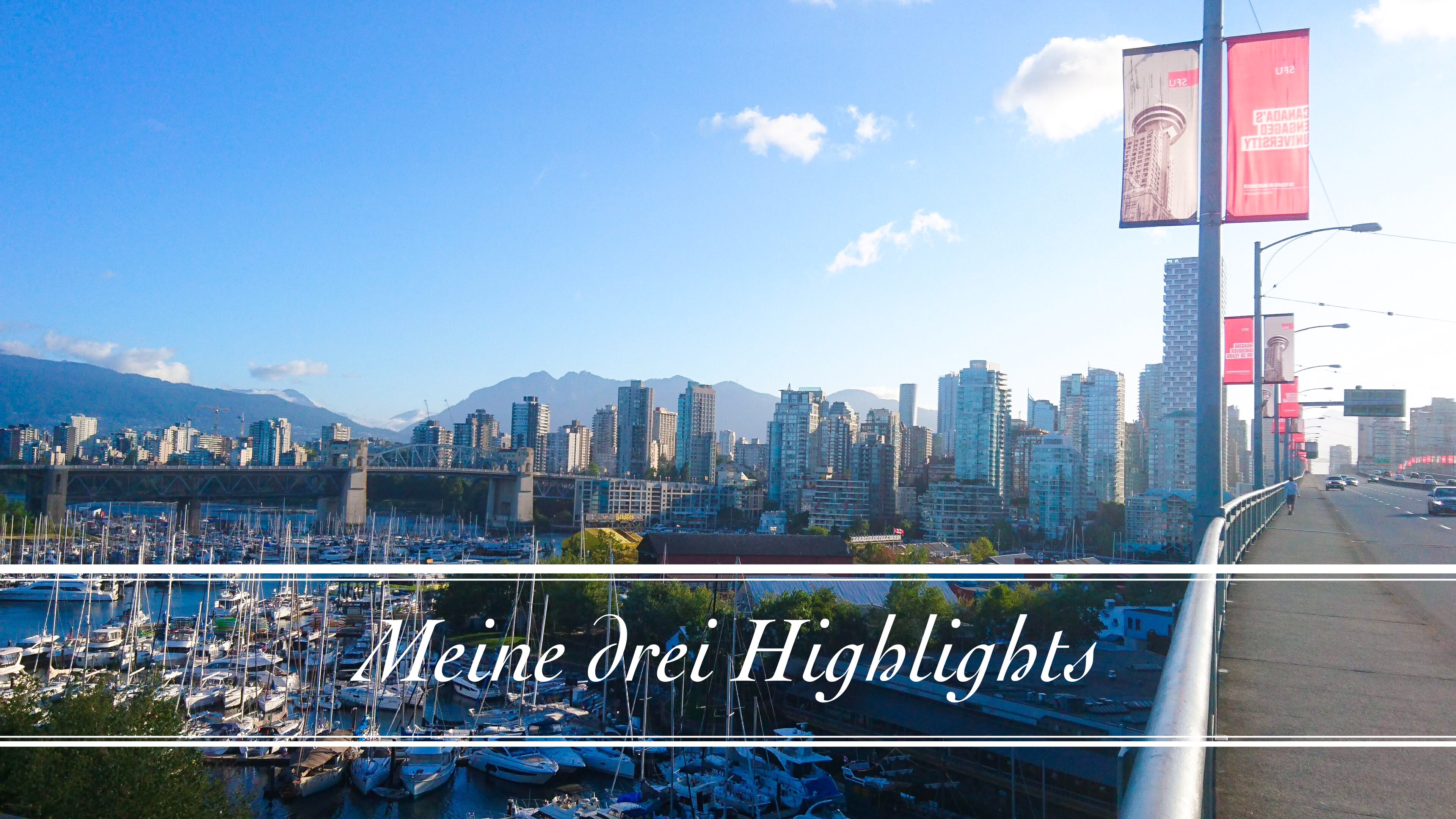 Vancouver skyline bei strahlendem Sonnenschein. 